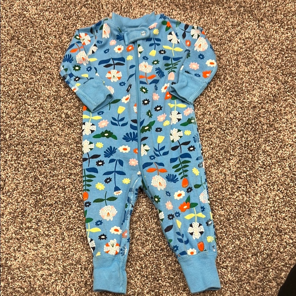 Hanna Anderson Floral Blue Zip Sleeper